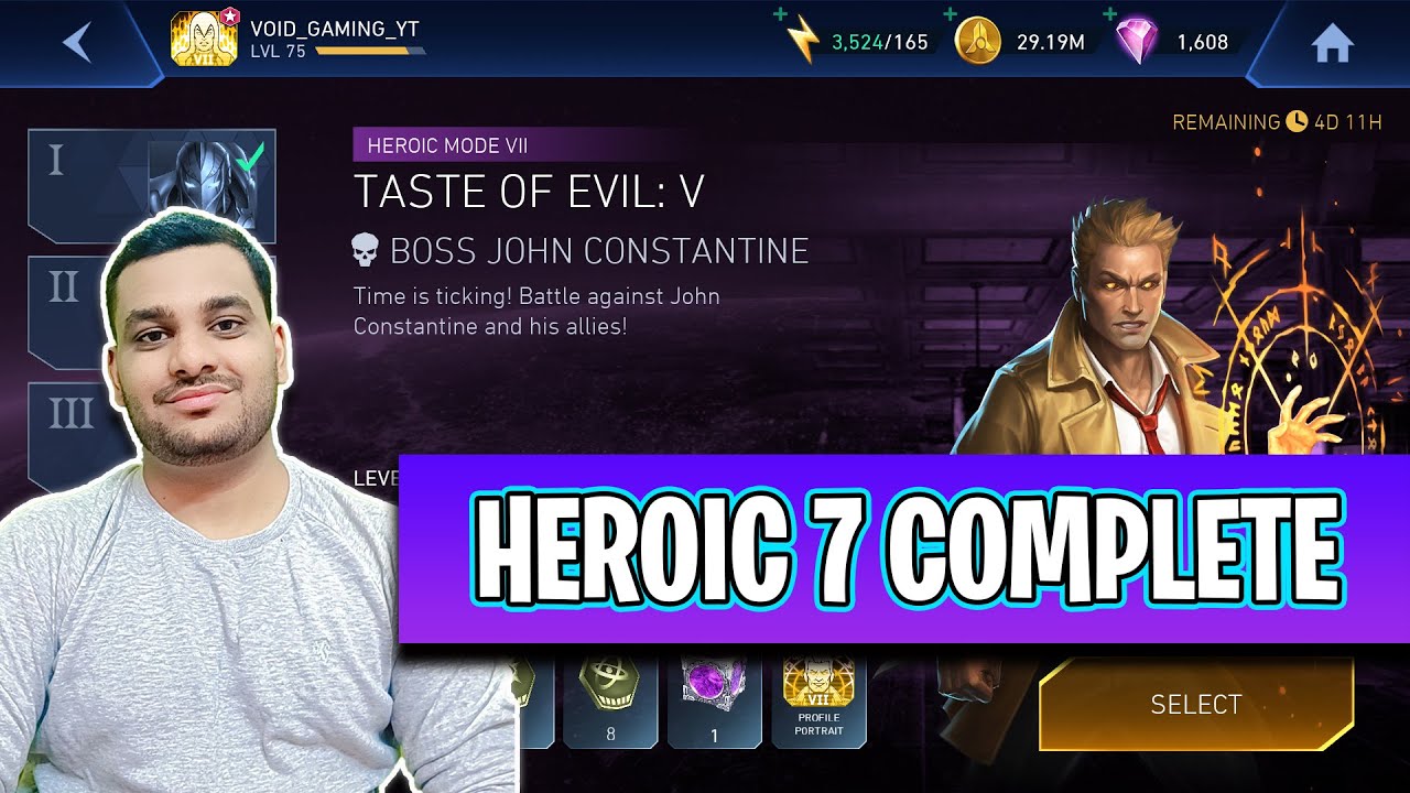 Injustice 2 Mobile | John Constantine Down Heroic 7 Complete | Taste Of Evil Solo Raids