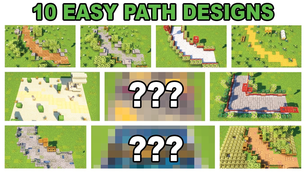 10 EASY Path Designs for Your Minecraft Survival World | Tutorial