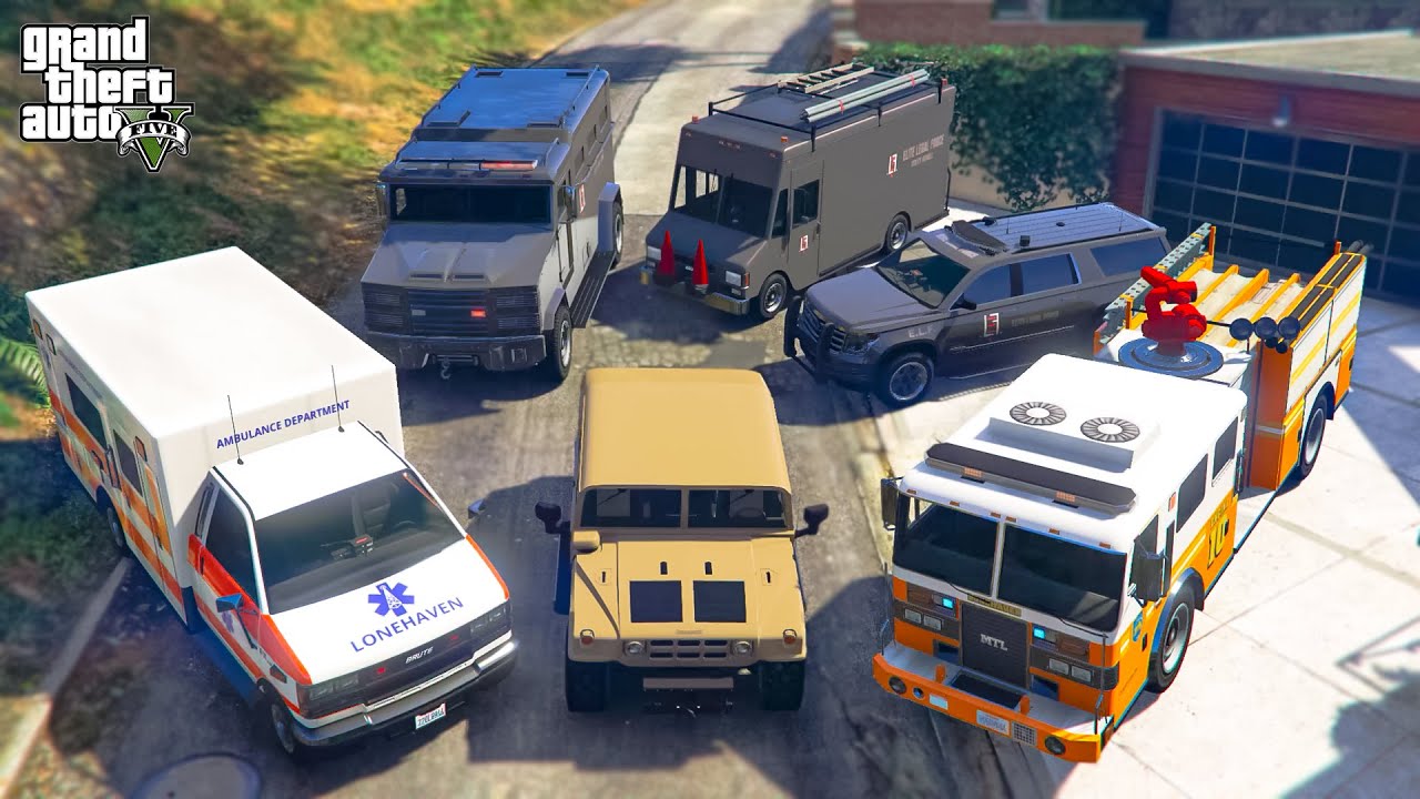 GTA 5 - Franklin Steal LONEHAVEN Emergency Vehicles in GTA V! | (GTA V Roleplay)