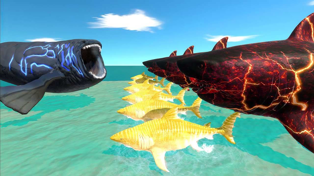 Aquatics Battle - Thermo Megalodon VS The Bloop - Animal Revolt Battle Simulator