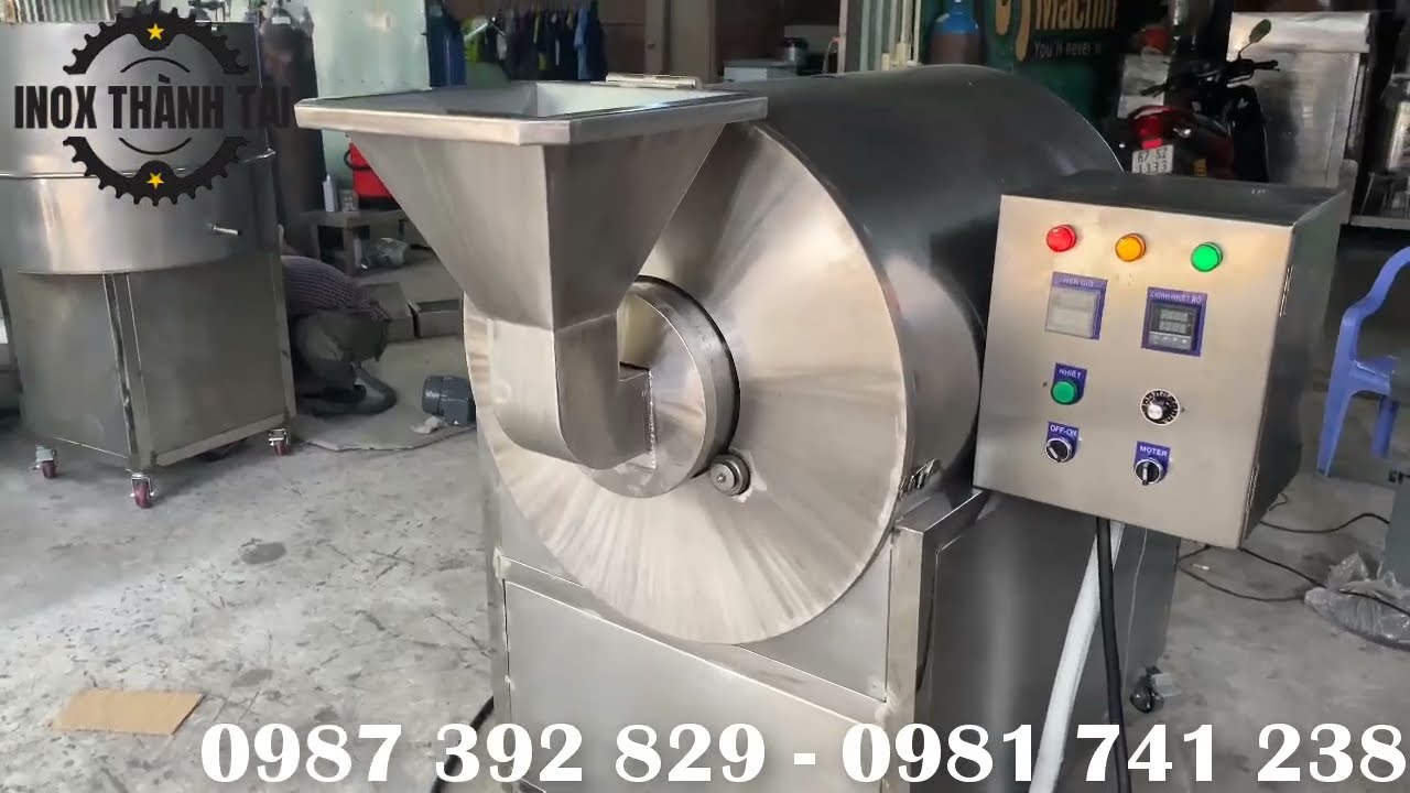 Máy rang hạt điều đậu phộng, ngũ cốc dùng điện tự động 15 kg/ mẻ