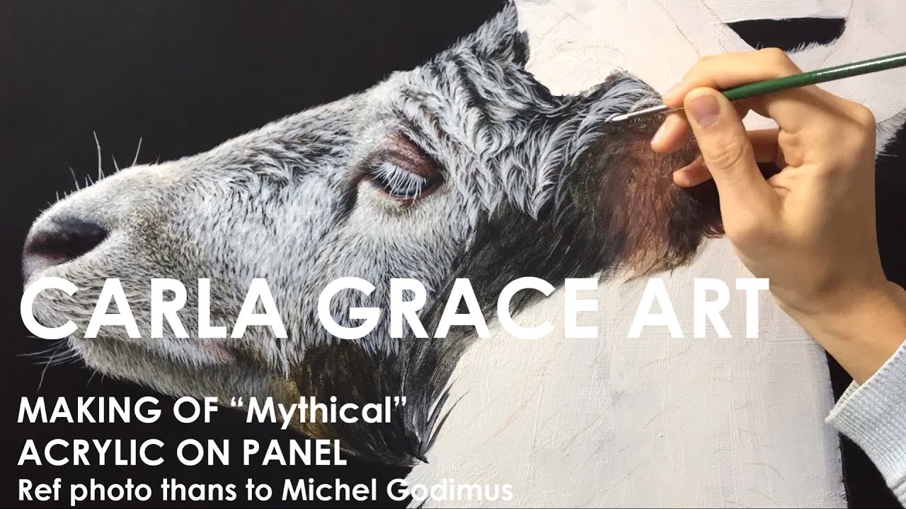 Carla Grace acrylic on panel realistic painting of an albino stag
