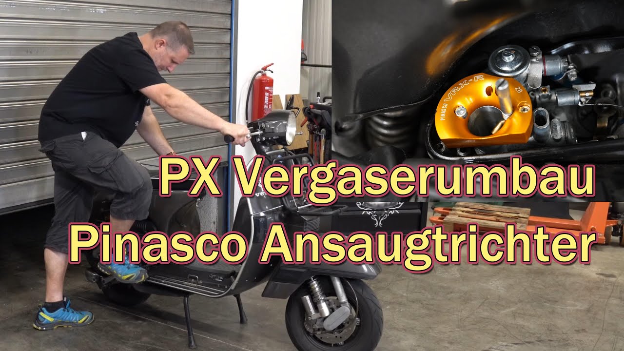 Vespa PX Vergaserumbau auf Pinasco Ansaugtrichter / Venturi-Ansaugtrichter
