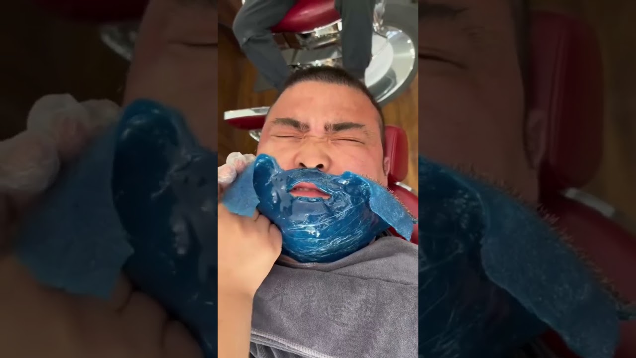 waxing Beard crazy men #barber #barberlife #fun #funy #fadegameir #epilasyon #beard