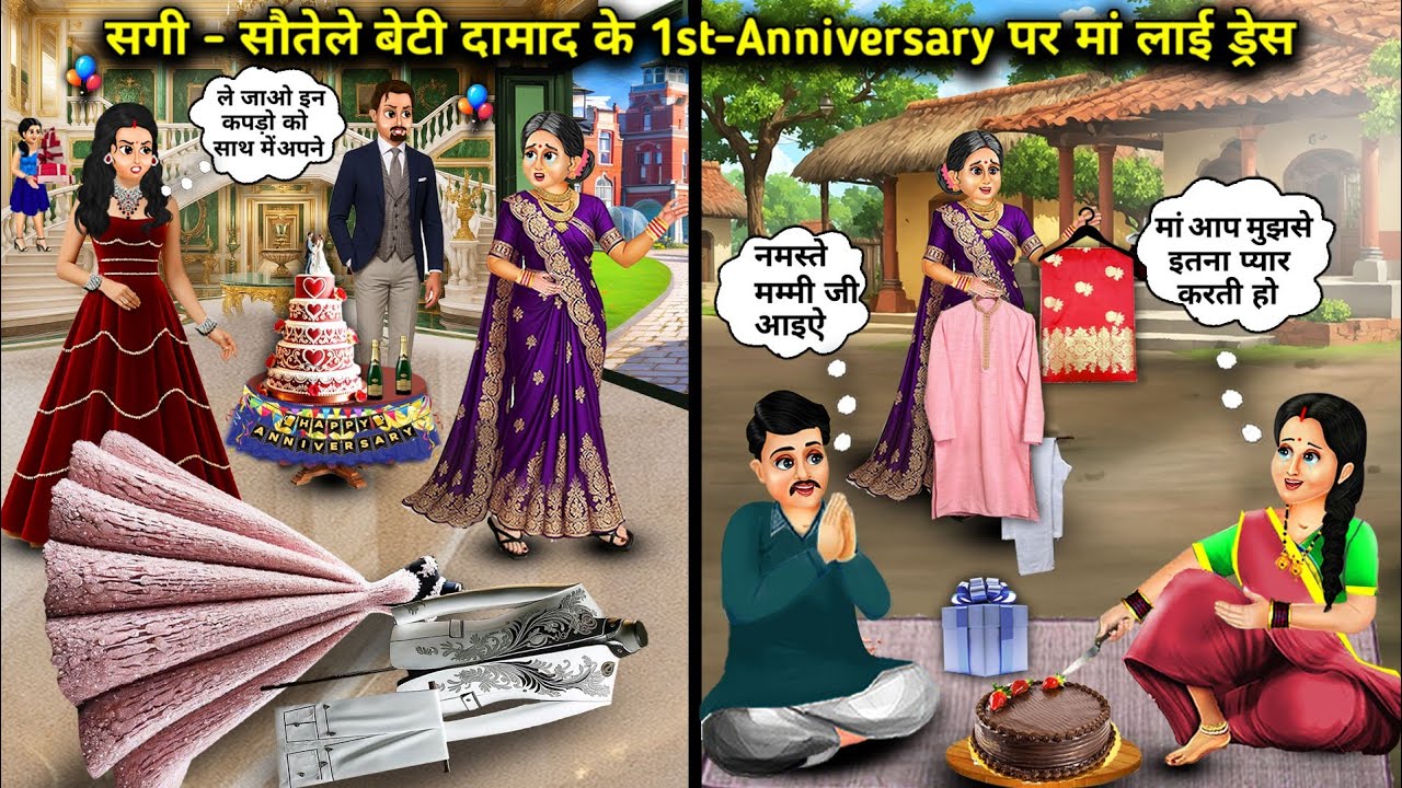सगी-सौतेले बेटी दामाद के 1st-anniversary पर मां लाई ड्रेस || Mother brought first anniversary dress.