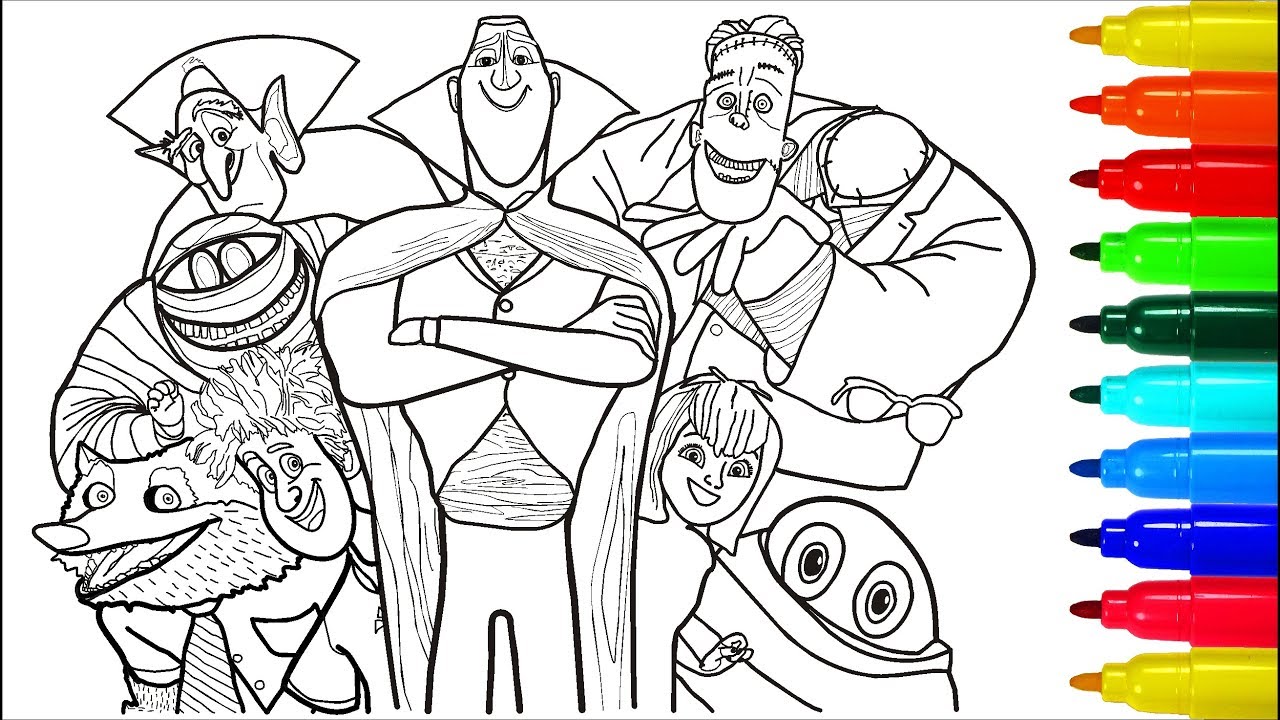 Hotel Transylvania 3 Coloring Pages | Colouring Pages for Kids with Colored Markers