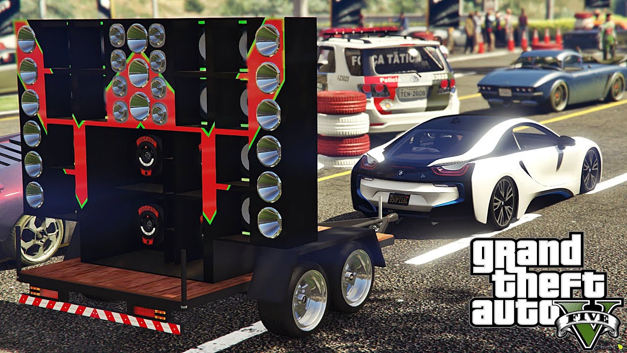 GTA 5 | PEGUEI A BMW I8 COM CARRETINHA DE SOM PARA IR NO ENCONTRO DE CARROS