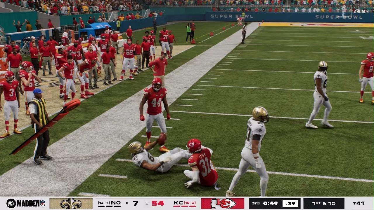 Madden NFL, 26. Saints, versus Chiefs. Chiefs have won again in the Super Bowl. 71