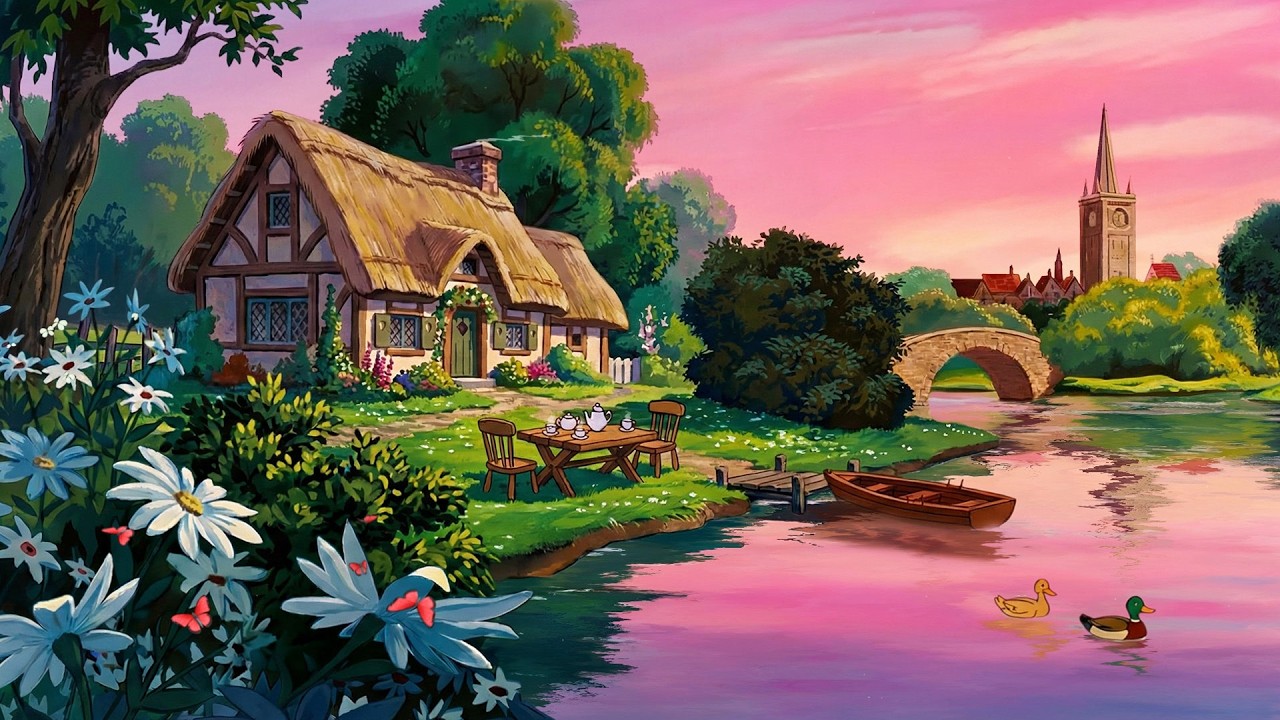 1950's dreamy cottage with vintage oldies playing in another room | relax, study & sleep