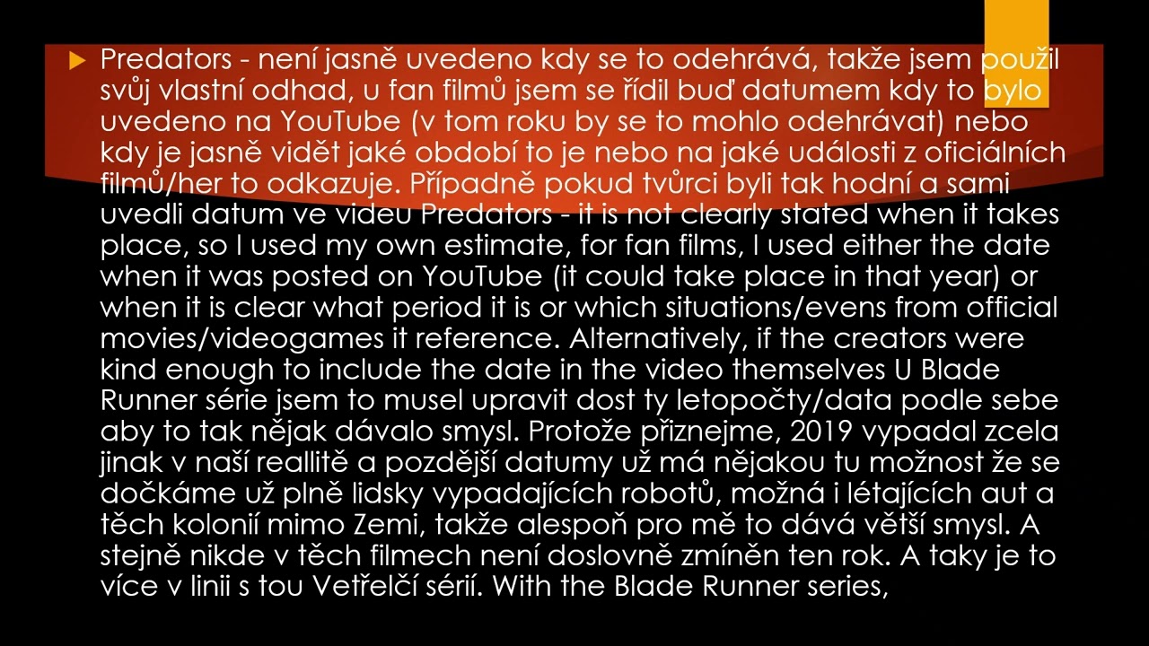For chronology  Alien Predator playlist v0.1 (Old version)