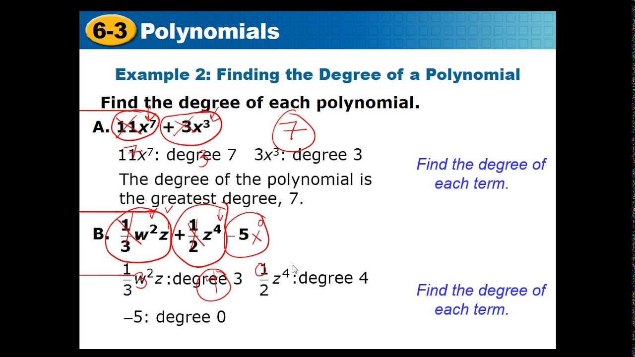 Alg I 6 3 Polynomials Day 16