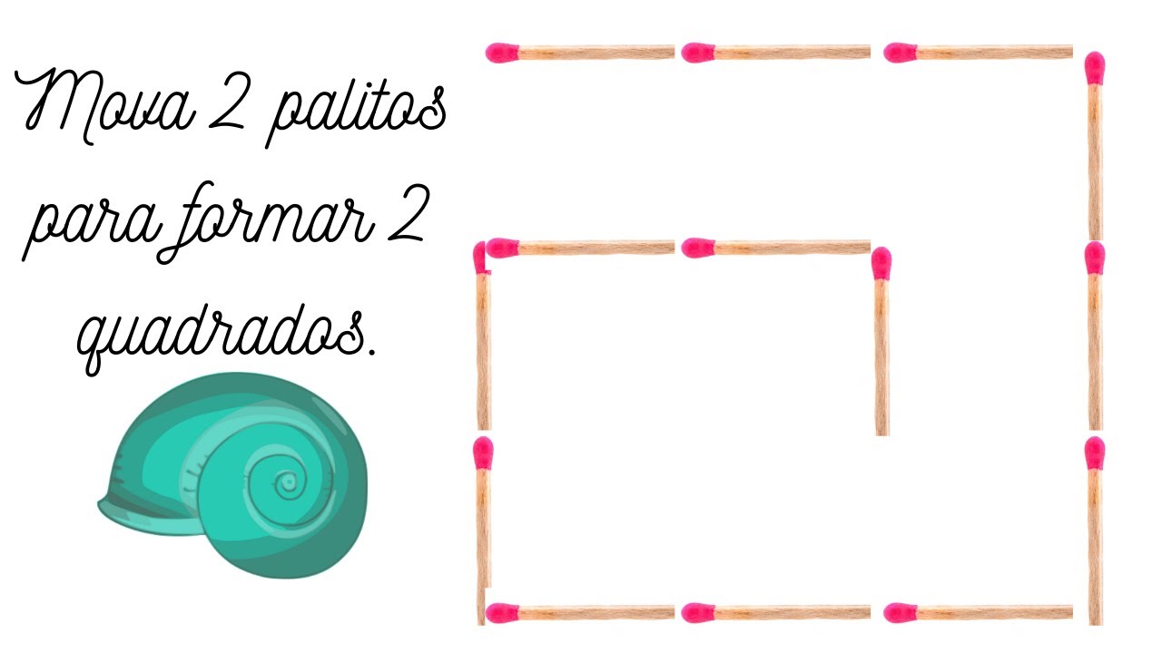 🌊 Aprenda como fazer o desafio de mover 2 palitos para formar 2 quadrados | Raciocínio Lógico