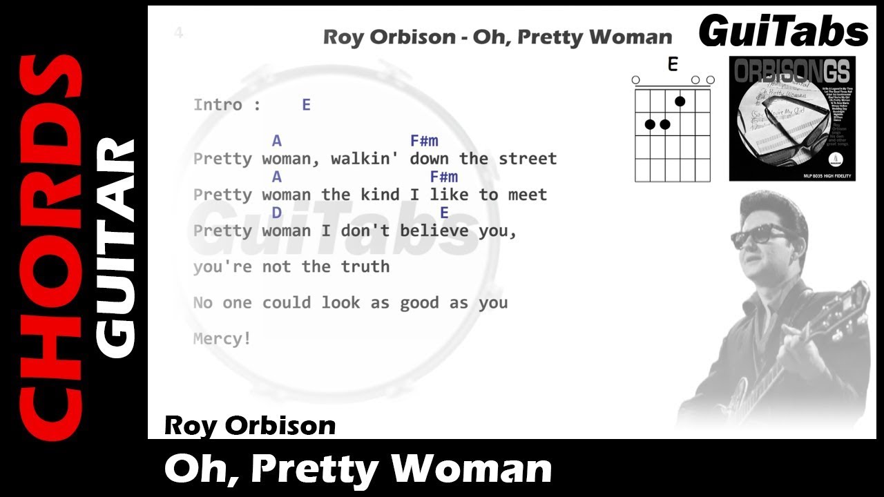 OH, PRETTY WOMAN 😎 - Roy Orbison ( Lyrics - GUITAR Chords 🎸- Karaoke )
