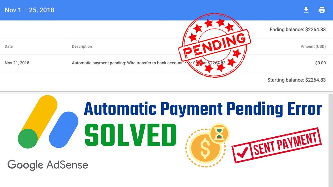 Ожидание автоматического платежа Google AdSense [Решено]