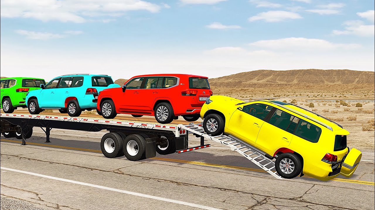 Flatbed Truck Mcqueen  | Transportation with Truck - Pothole vs Car #527 - BeamNG.Drive