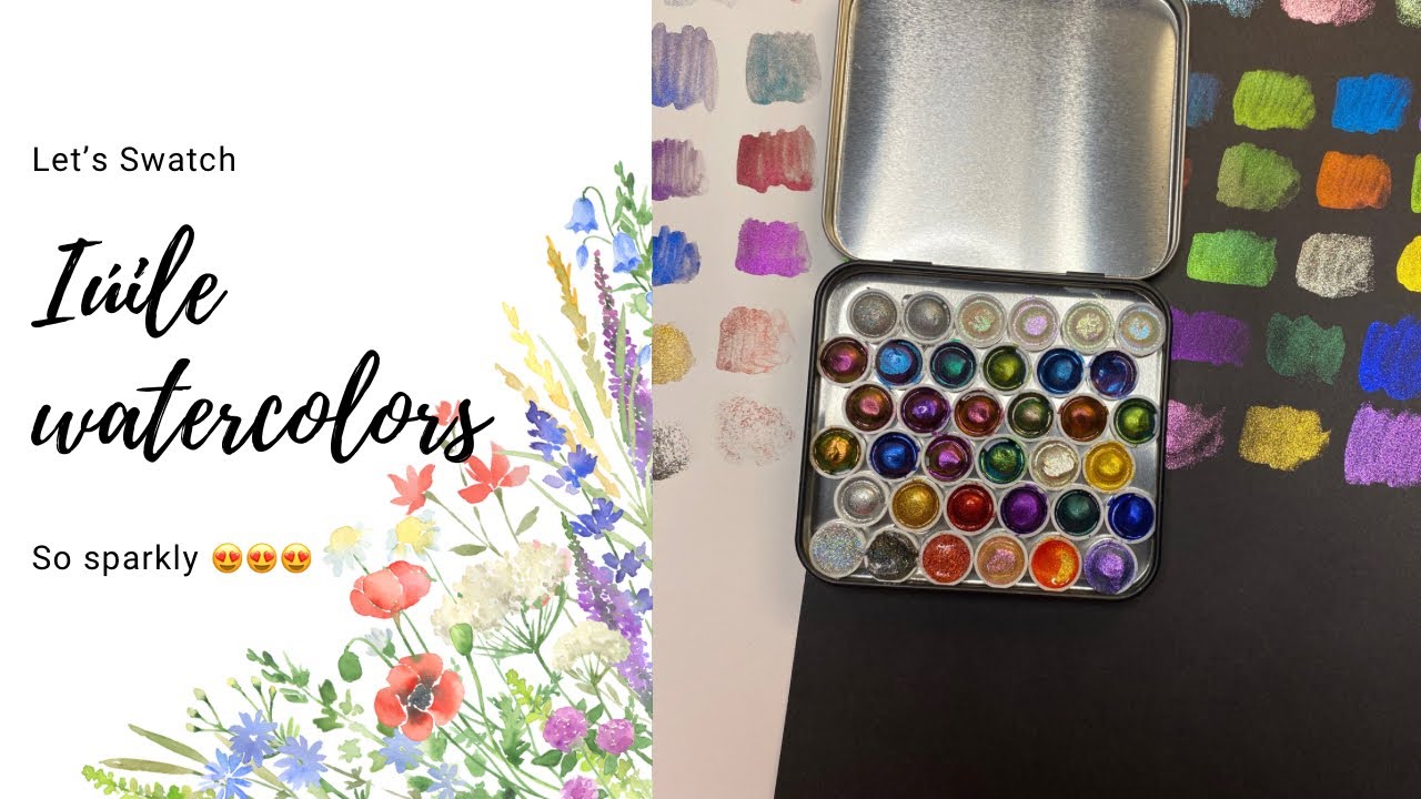 Let’s swatch Iúile watercolor paints magical drop, so sparkly 😍😍