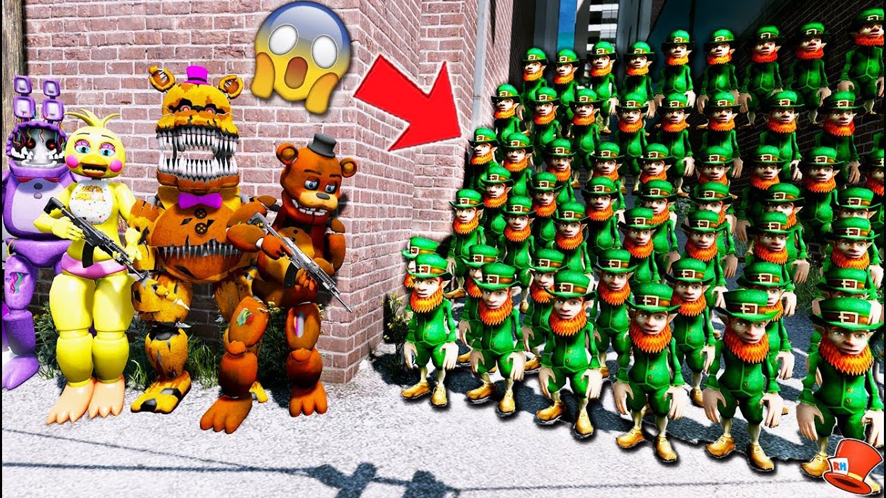 Meet the +1000 Evil Leprechaun Army! Animatronics are OVER! (GTA 5 Mods FNAF RedHatter)