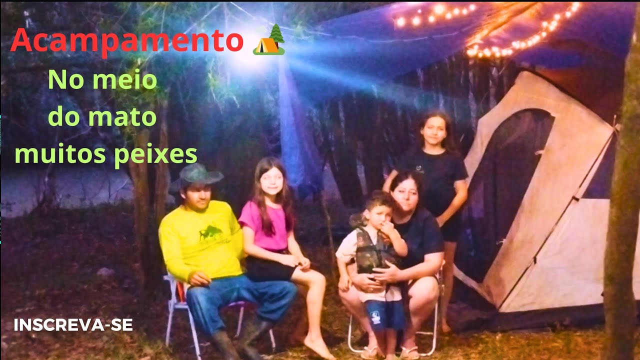 Pescaria  e acampamento 🏕 com o rio cheio em meio a mata saiu muito peixes 🐟 