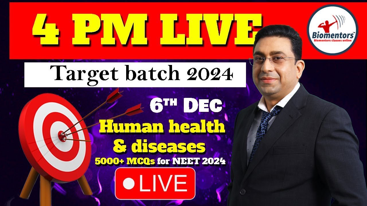 Biology - Human health & diseases l 4 PM Live l 5000+ MCQs for NEET l Geetendra Sir