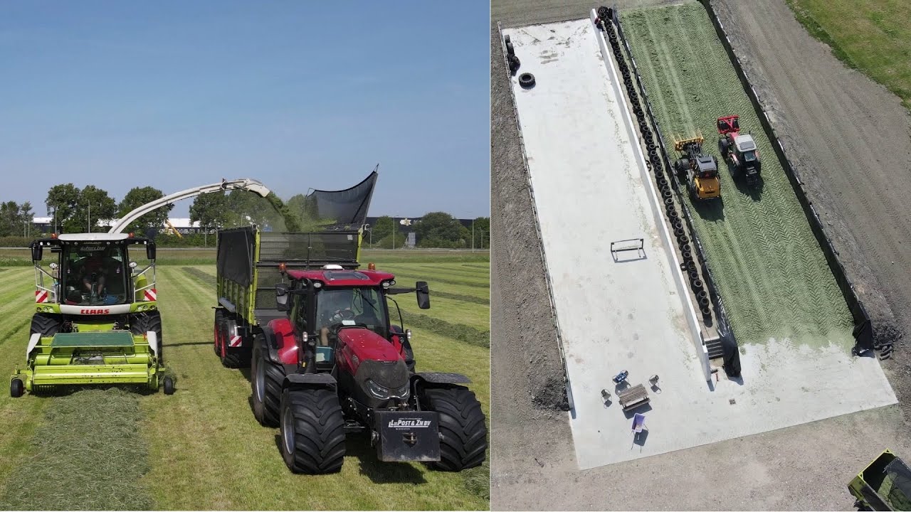Gras hakselen in NIEUWE sleufsilo! Loonbedrijf L.L. van der Post | Case IH CVX+Maxxum, Claas, Kaweco