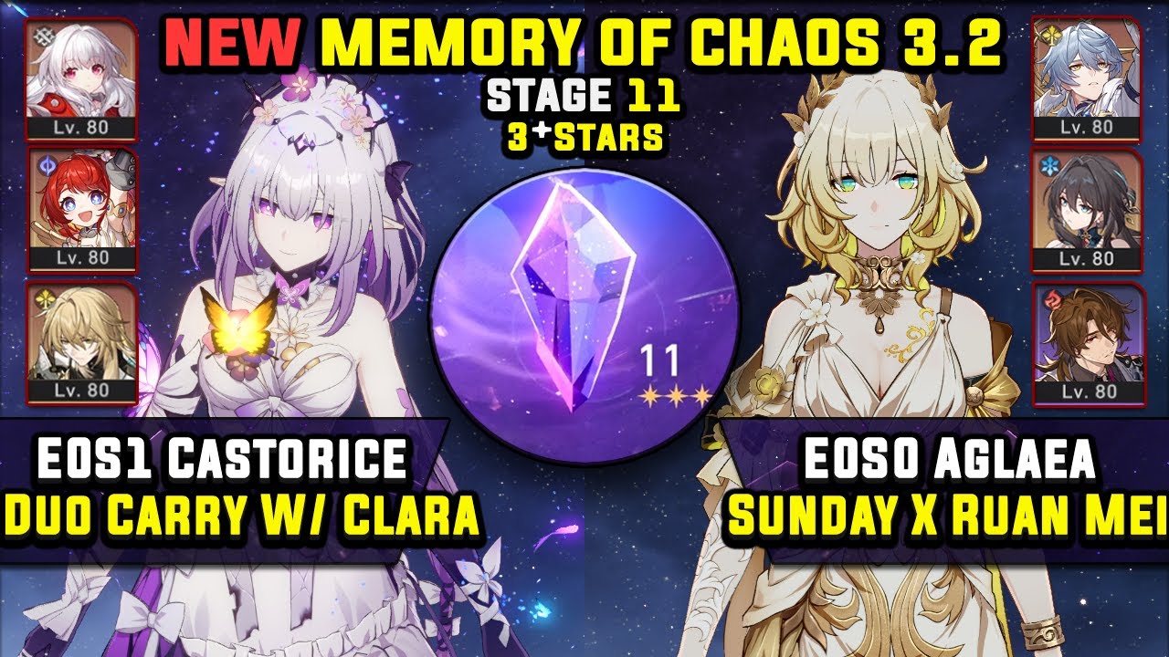 E0 Castorice Carry W/ Tribbie & E0 Aglaea Carry (3 Stars) Memory Of Chaos 11 Honkai Star Rail 3.2