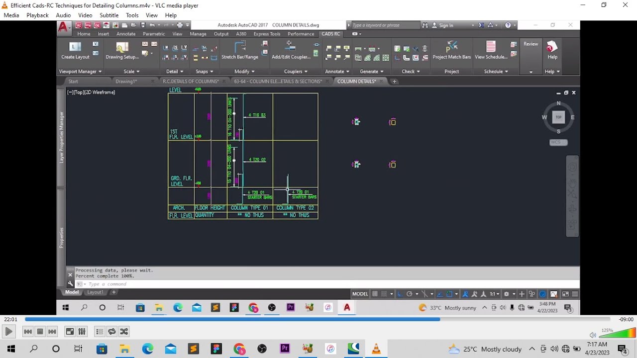 Efficient Cads-RC Techniques for Detailing R.C. Columns
