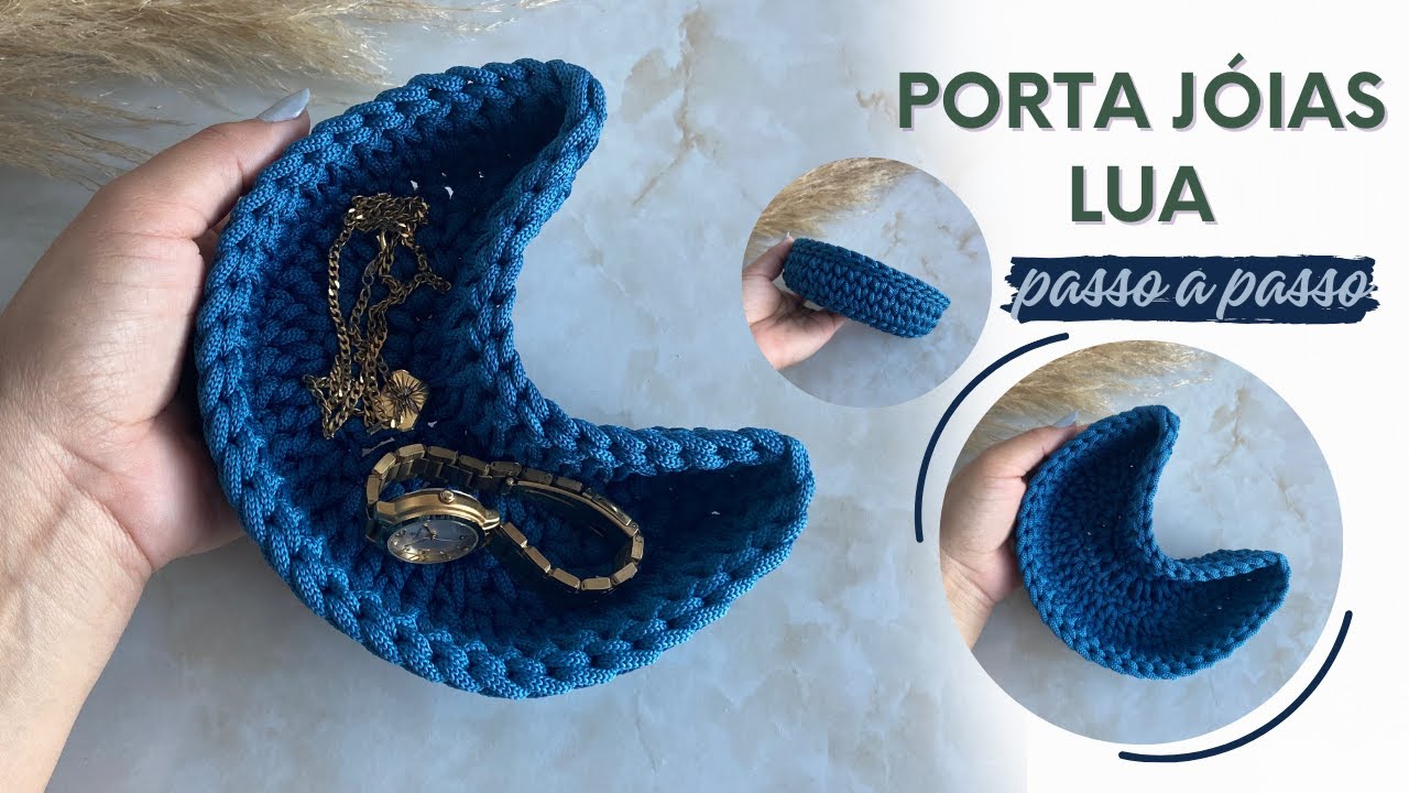 Porta Jóias Lua em Crochê | Cesto de Crochê | Cesto Lua | Porta Jóias Lua Passo a Passo