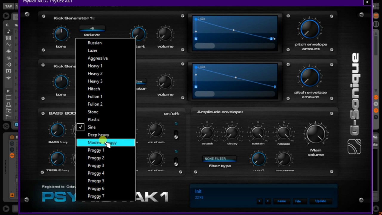G-Sonique PsyKick AK1 - Psytrance kick drum generator / tutorial, Psy Kick/Bass, Hitech, Proggy