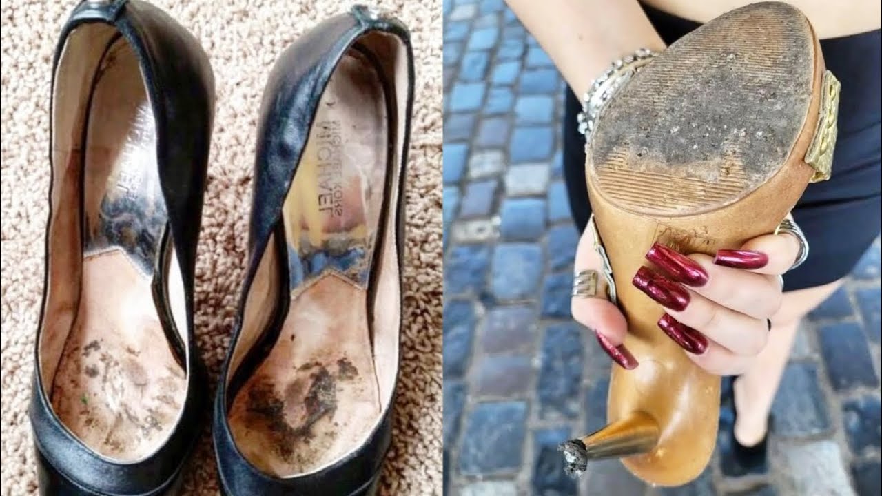 Well worn dirty sole office high heels