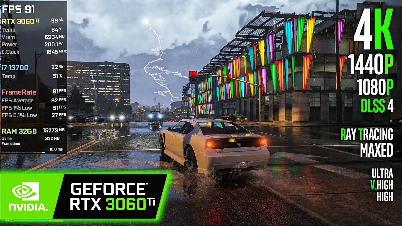 RTX 3060 Ti | GTA V Enhanced - 4K, 1440p, 1080p, DLSS 4, Ray Tracing, Ultra