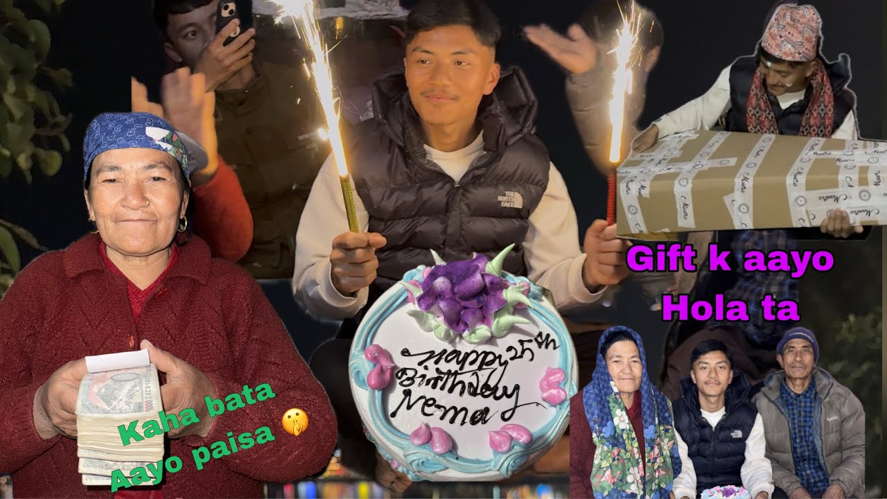 Korea  bata special gift 🎁 kasle ￼￼pathayo hola ta 🤭once again happy birthday Nema dai cake 🎂 