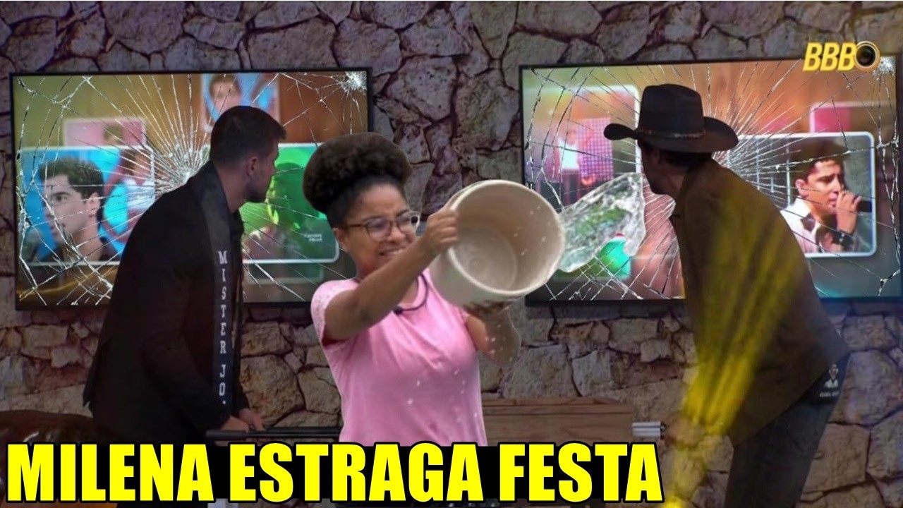 MILENA JOGA CERVEJA NA TELEVISÃO DA FESTA TENTA ESTRAGAR FESTA DE JONAS E COWBOY