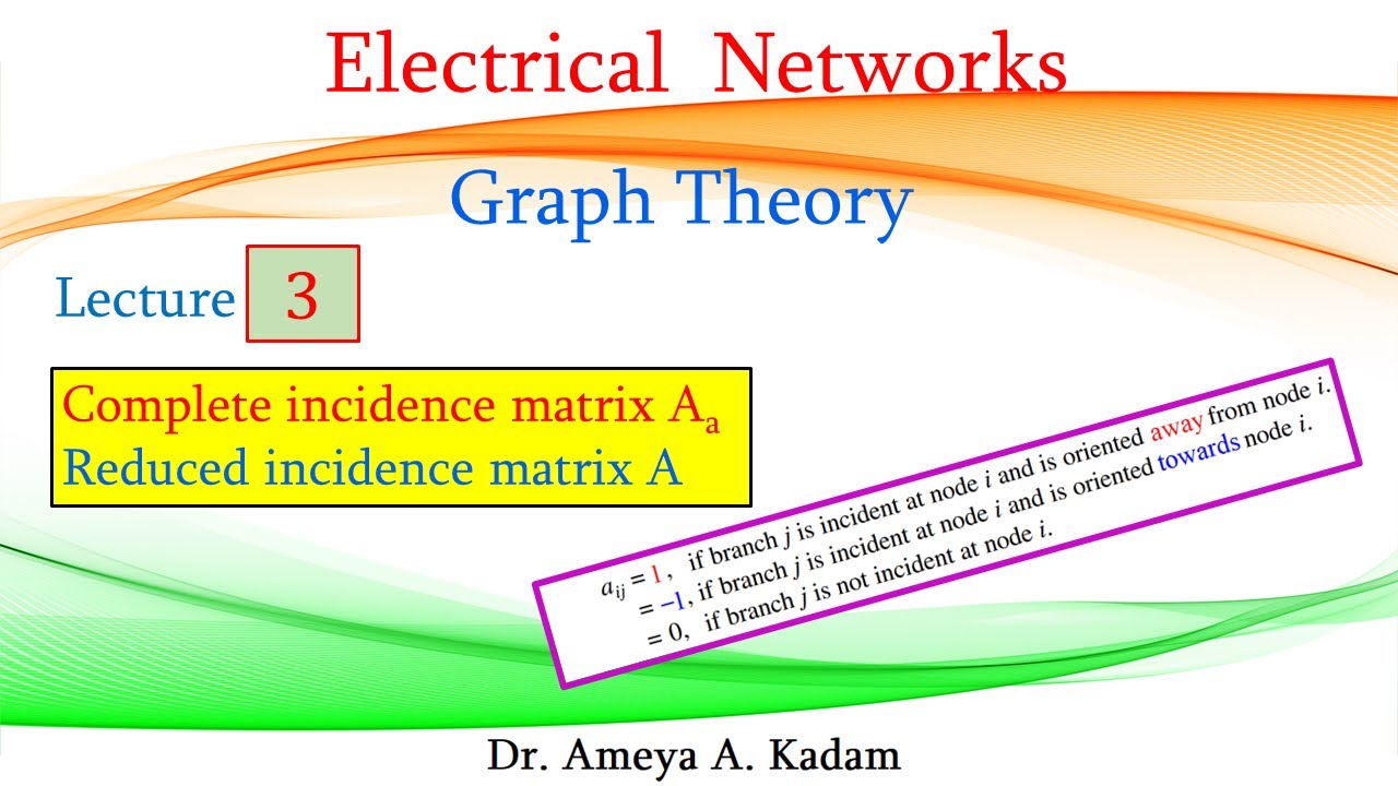 Lecture 03 Graph Theory: Complete Incidence Matrix & Reduced Incidence Matrix