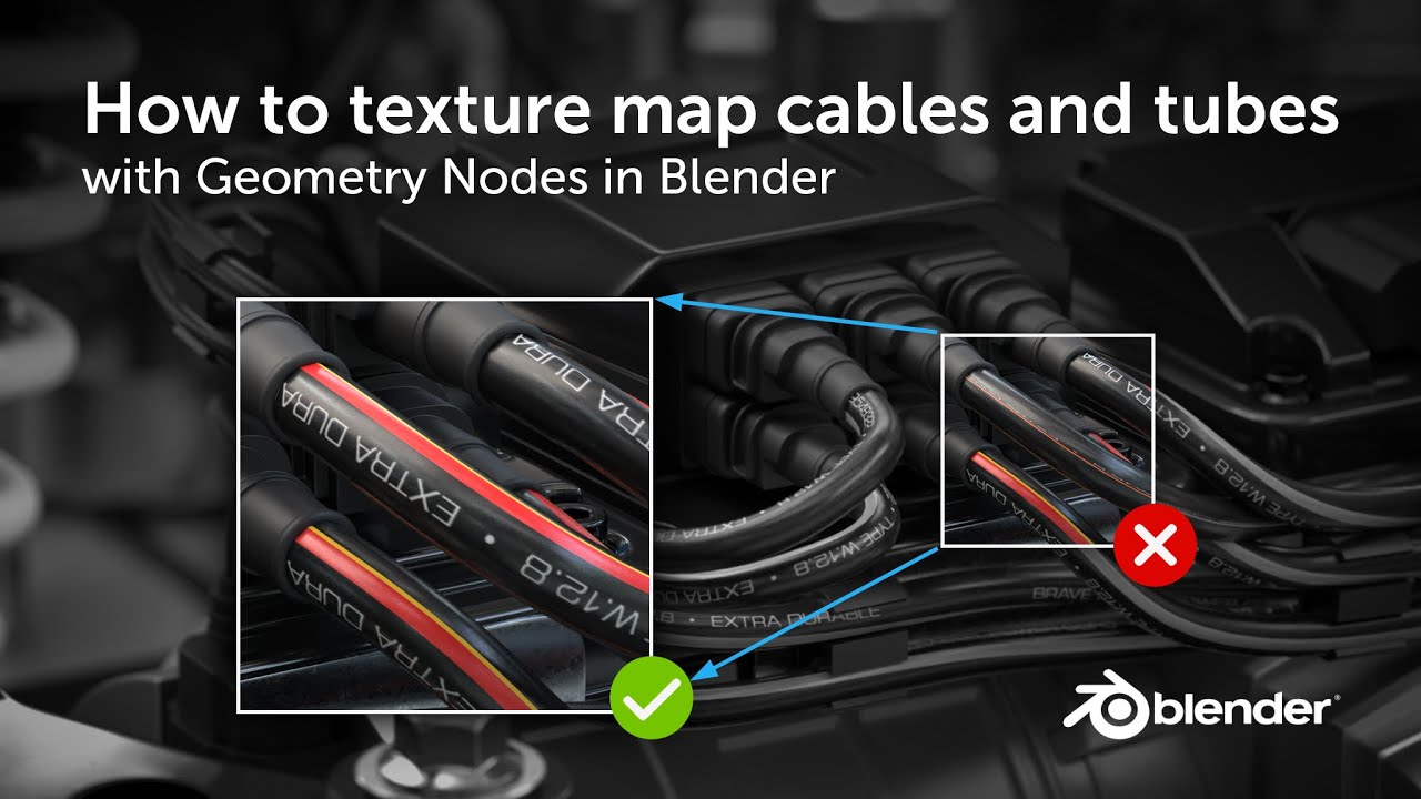 How to texture map cables and tubes with Geometry Nodes in Blender - Tutorial