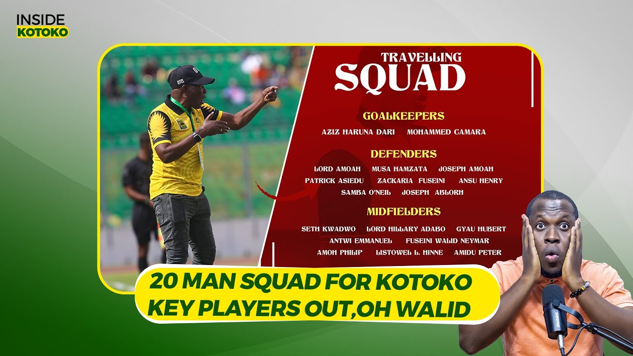 ASANTE KOTOKO CONFIRM 20 MAN TRAVELLING SQUAD-DETAIL,5 KEY PLAYERS RULE OUT. NO BROADCASTING FOR,ETC