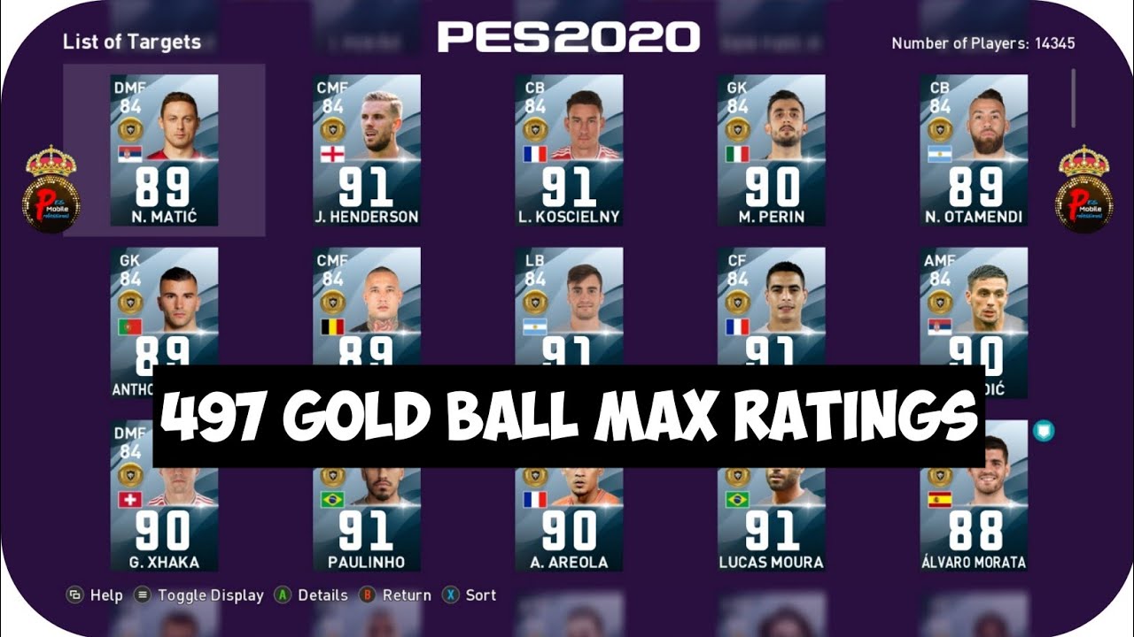 PES 2020 | Official 497 Gold Balls @Max Level Ratings🔥