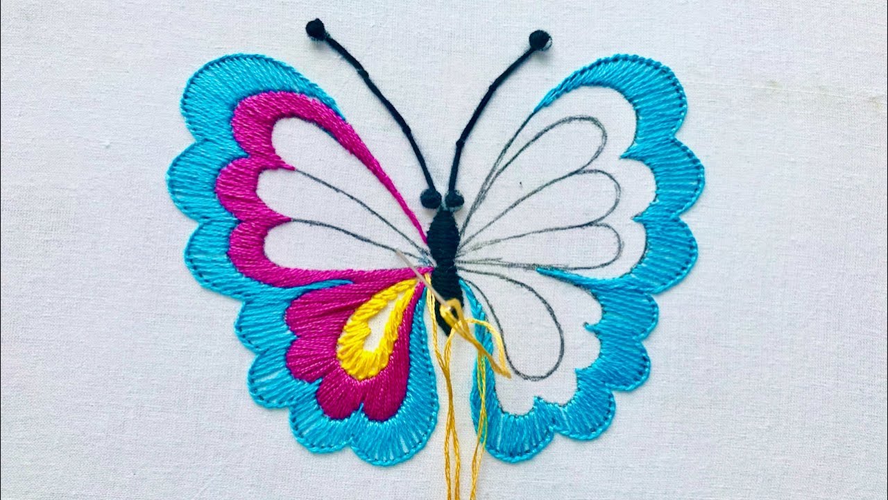Hand Embroidery: Butterfly Embroidery / Insect Embroidery / Beginners Embroidery