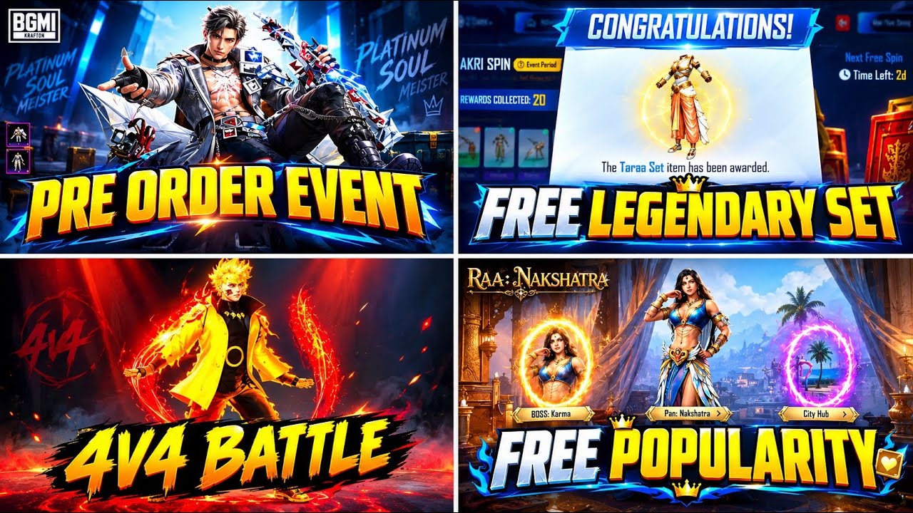 PRE ORDER EVENT DATE | FREE LEGENDARY SET | FREE POPULARITY | BGMI