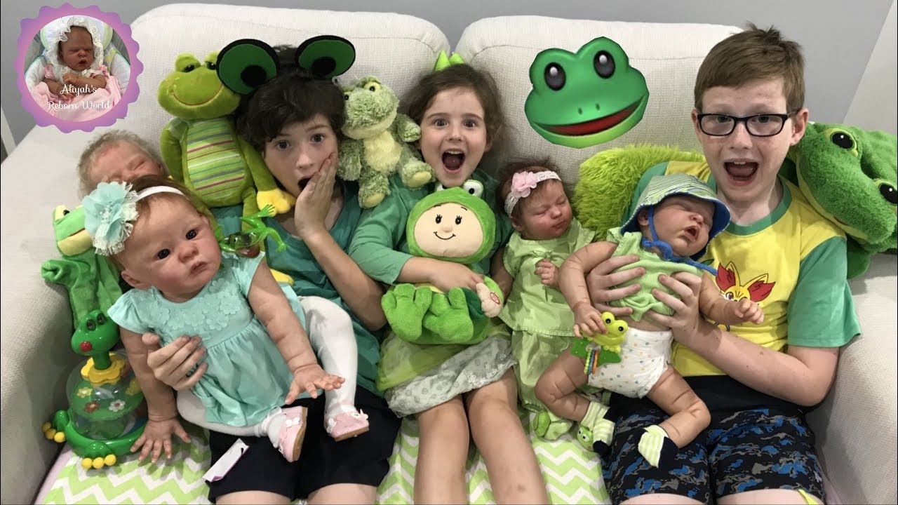 PLAYING WITH OUR REBORNS - for Theme Thursday - FROGS!!