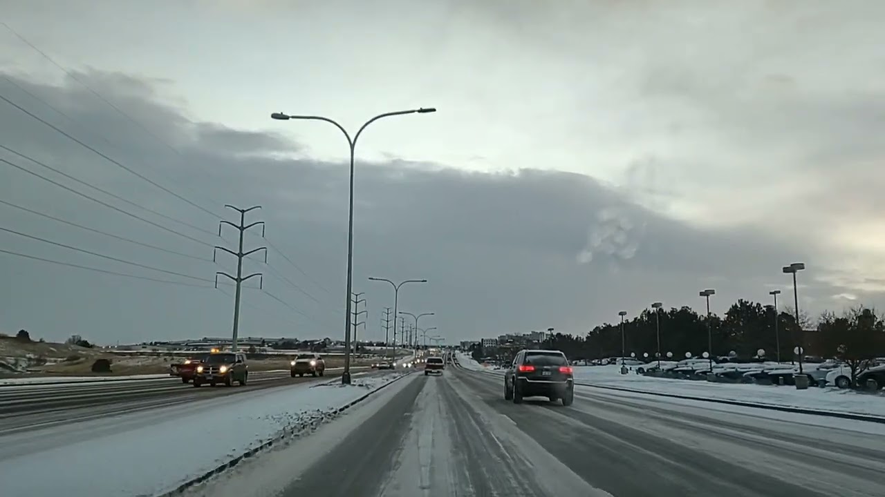 Snowy/cloudy drive in Colorado Springs, Colorado