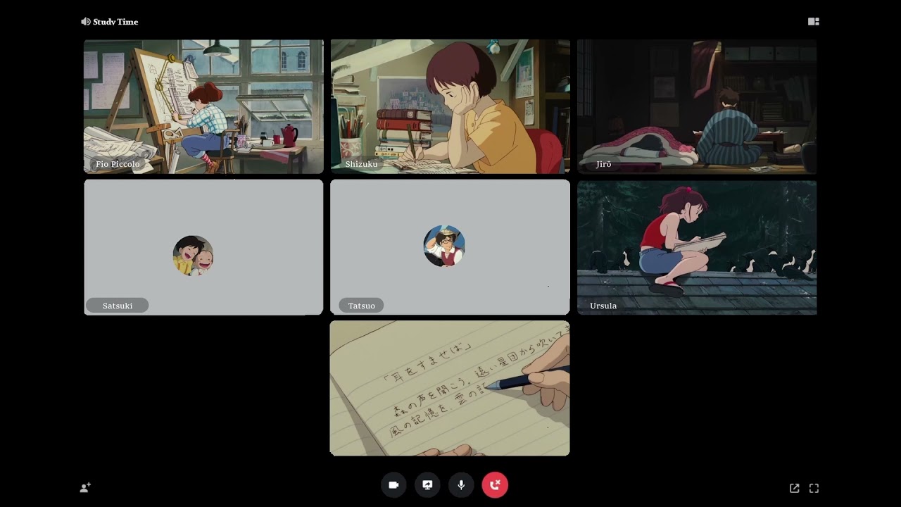 Study with Ghibli - Video call - Rain sound - 1 hour