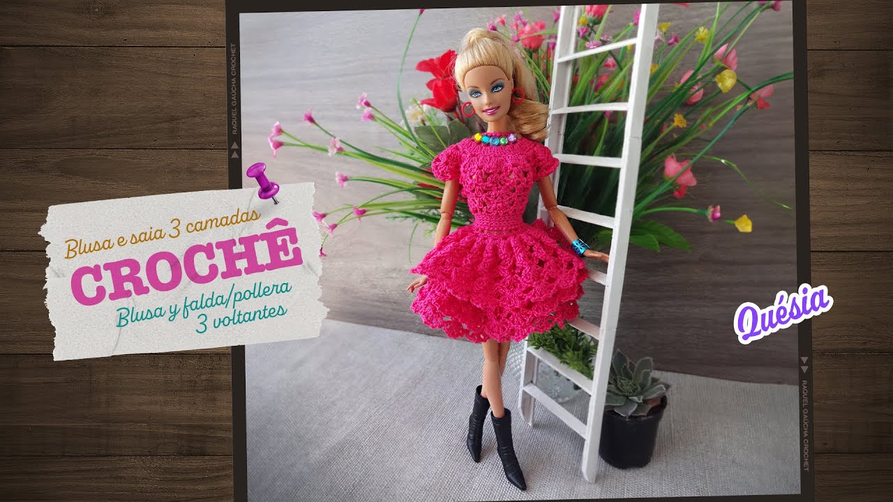 Blusa e saia com 3 camadas para Barbie 🎀 Quésia