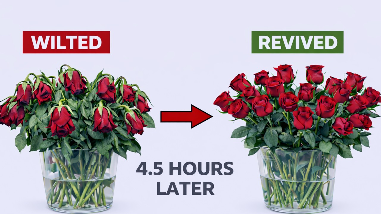 Могут ли увядшие розы восстановиться всего за 4,5 часа? 🌹 Посмотрите это видео