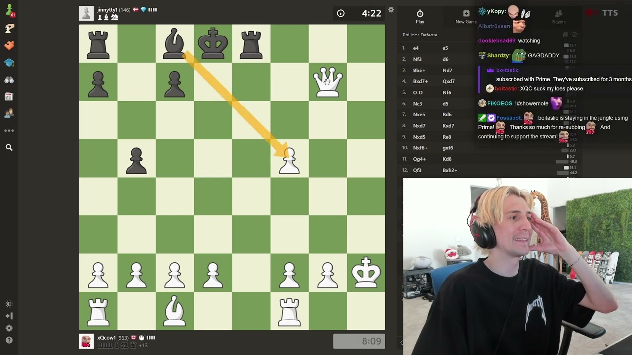 Шахматный турнир xQc против Jinnytty