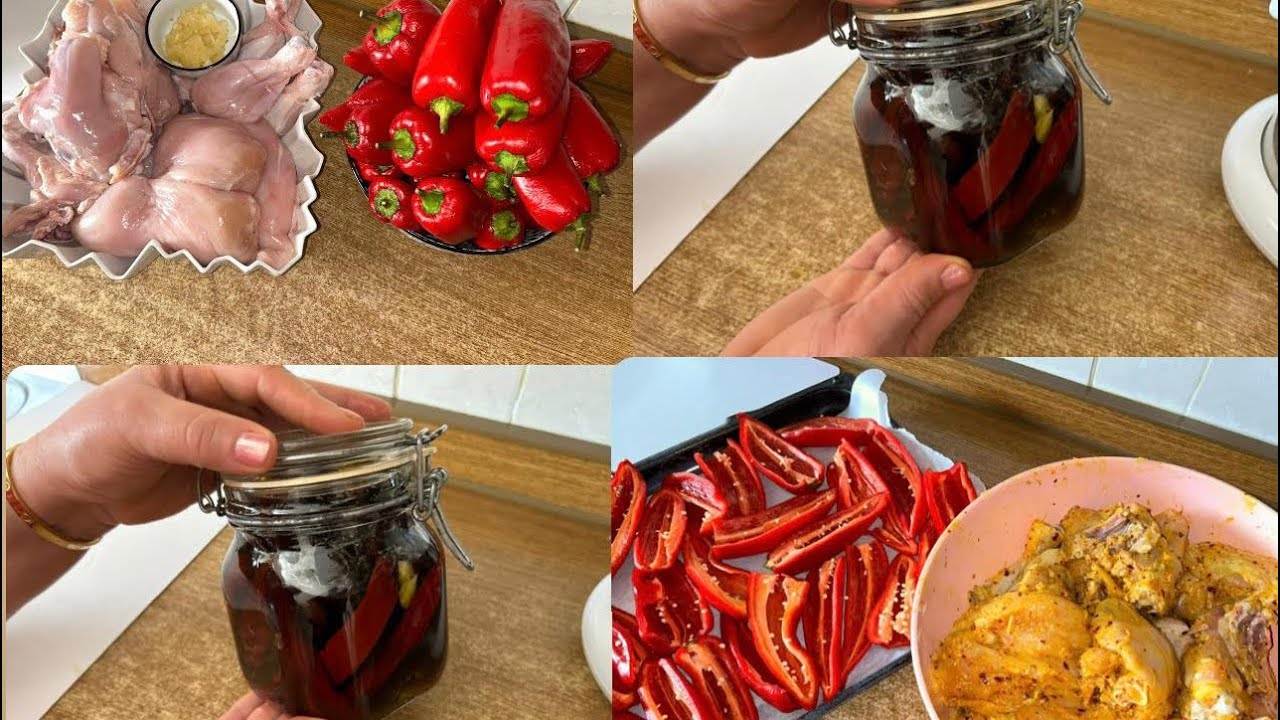 تحضير  شرمولة دجاج مع  تحضير وصفة الفلفل المرقد🌶️ بخطوات سهلة 💯