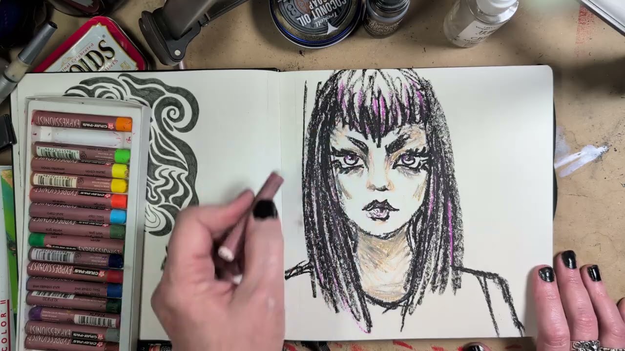 A (perhaps not so quick) oil pastel sketch - Sketchbook Drawing - TAmberTaylorStudio 