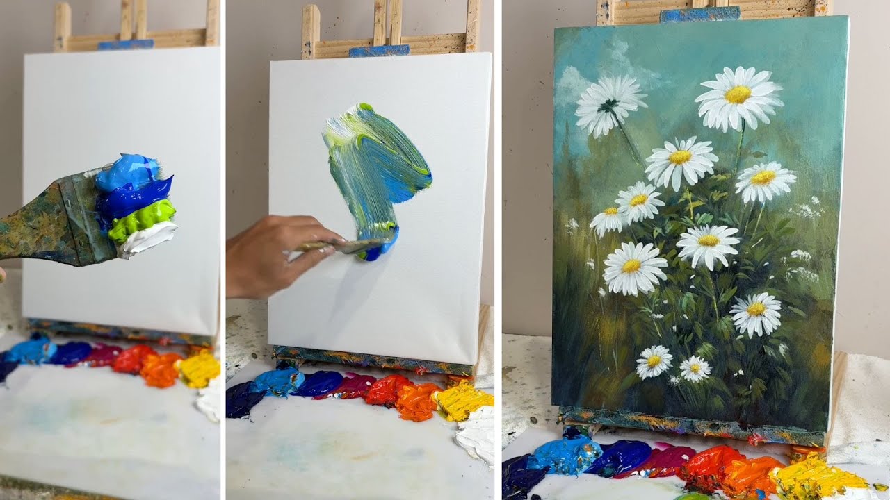 Serene Daisy Meadow | Easy Acrylic Painting Tutorial for Beginners #041