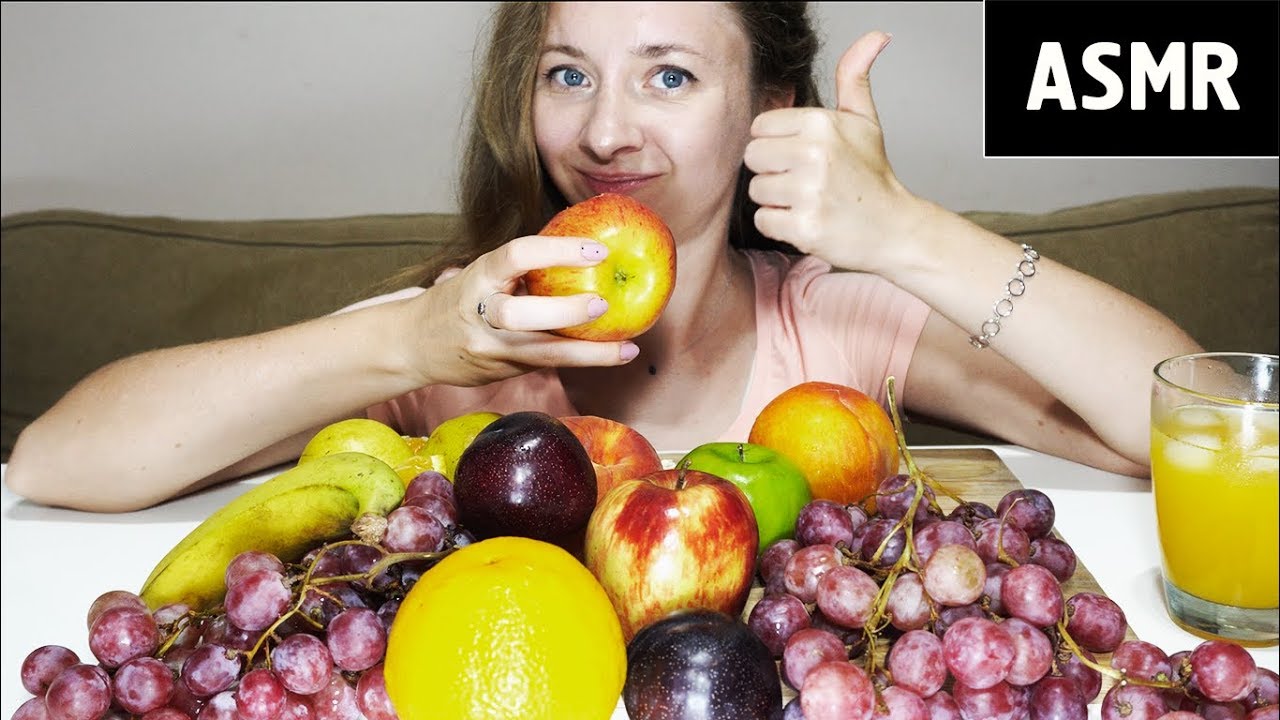JUICY FRUIT PLATTER - PEACH PLUM APPLE PEAR GRAPE BANANA ORANGE | MUKBANG | ASMR | ENG SUB
