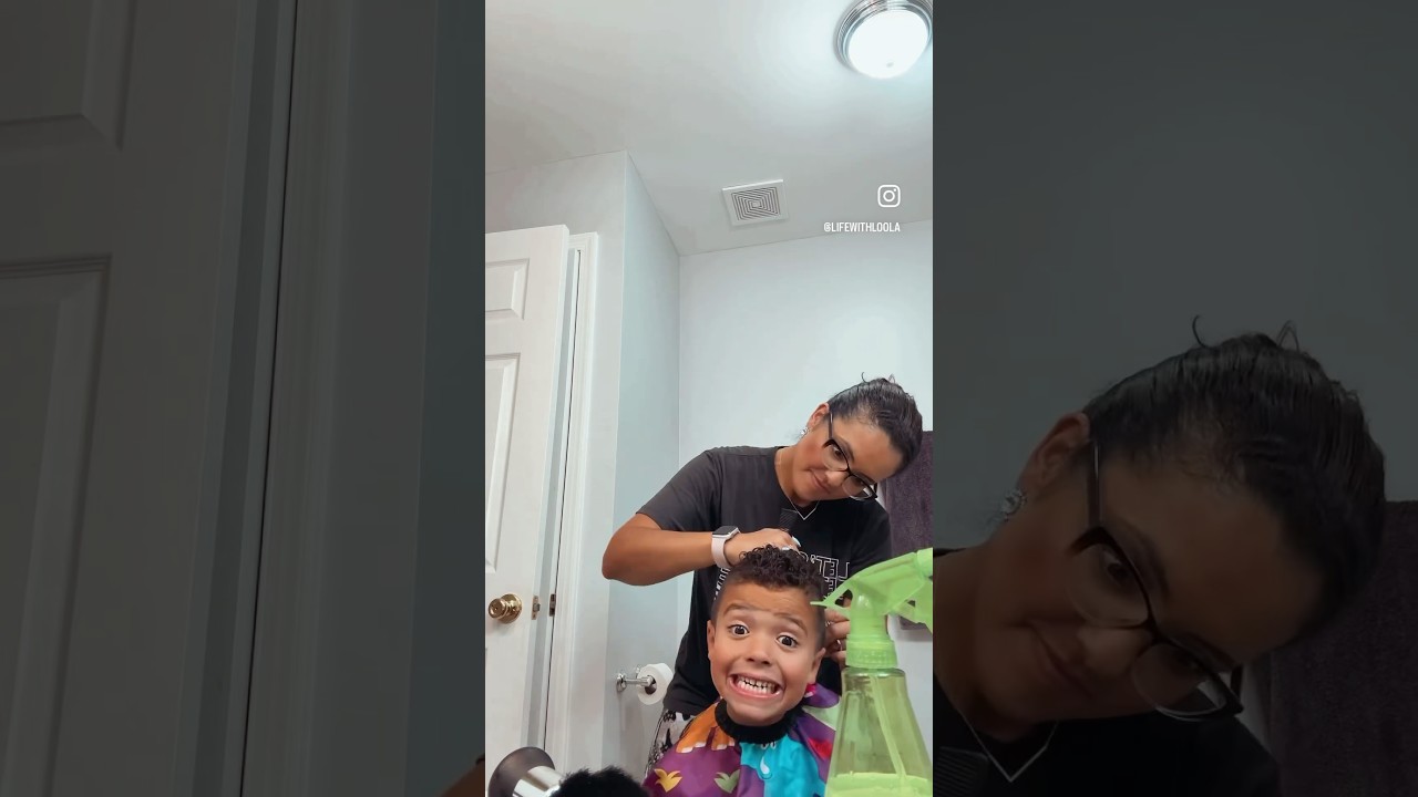 Giving my TWINS a haircut @ home | lifewithlo #momoftwins #shorts #identicaltwins #fyp
