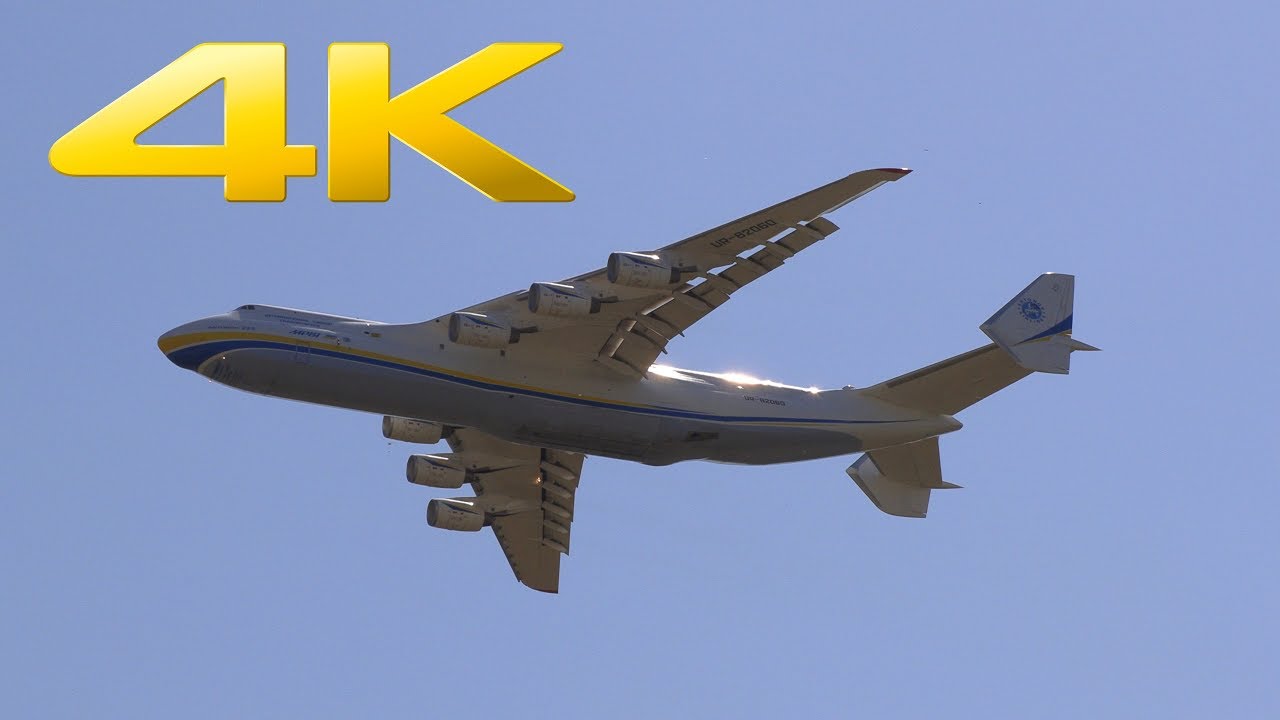 4K | Антонов Ан-225 взлет и полет демонстрации в Берлинский авиасалон